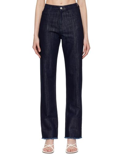 Victoria Beckham Indigo Frayed Jeans - Blue