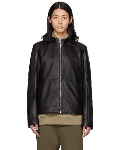 HUGO Black Slim-fit Leather Jacket