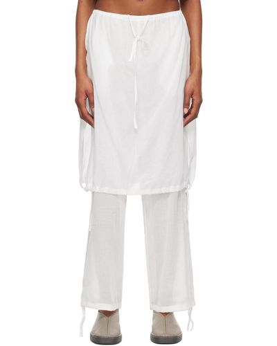 Amomento Pantalon blanc à taille élastique