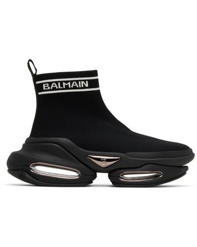 Balmain 'b-bold' Knit Sneakers - Black