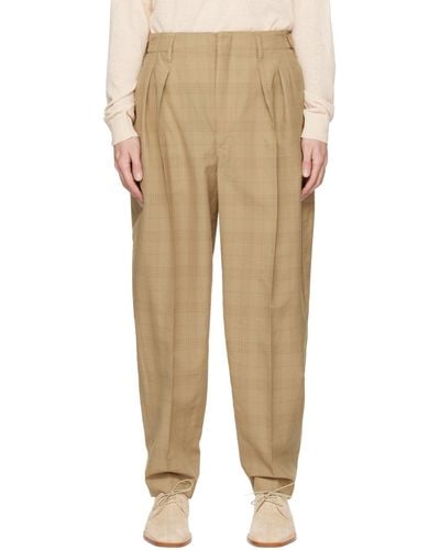 Lemaire Brown Pleated Pants - Natural