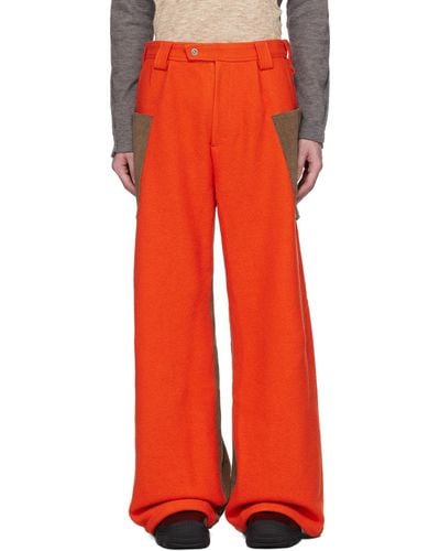 Kiko Kostadinov Orange & Taupe Meno Cargo Trousers - Red