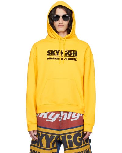 Sky High Farm Pull à capuche jaune à logo modifié et texte imprimés - Orange