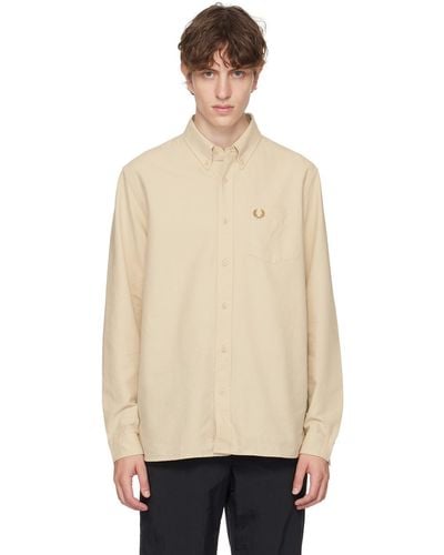 Fred Perry Beige Embroidered Shirt - Natural