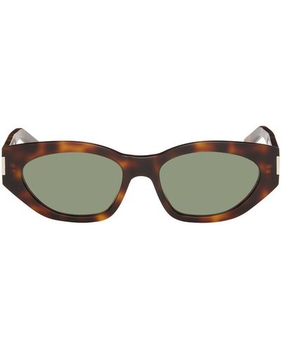 Saint Laurent Tortoiseshell Sl 638 Sunglasses - Green