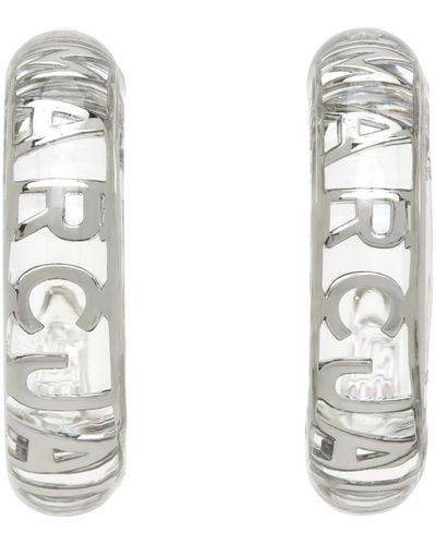 Marc Jacobs Silver & Transparent 'the Monogram Hoops' Earrings - White