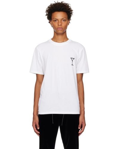 HUGO Relaxed-fit T-shirt In Cotton Jersey With Cocktail Graphics - White
