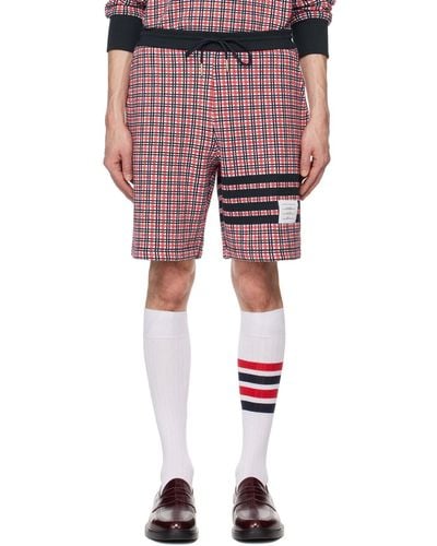 Thom Browne Navy & Red Check 4-bar Shorts