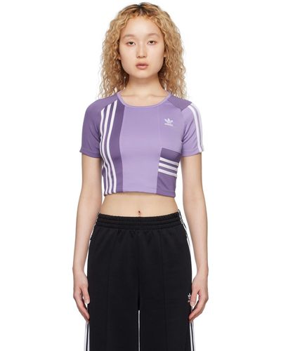 adidas Originals T-shirt mauve à panneaux - Violet