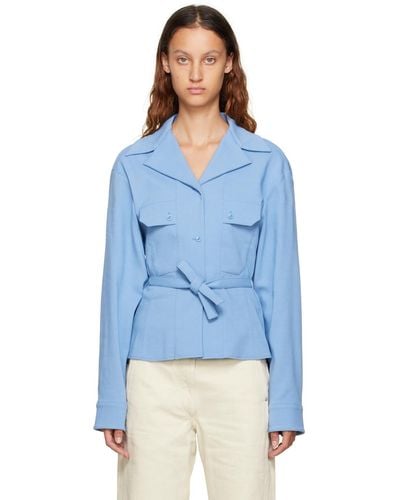 Lemaire Convertible Collar Fitted Shirt - Blue