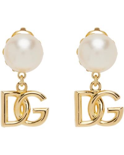 Dolce & Gabbana Dolcegabbana ゴールド フェイクパール Dg イヤリング - メタリック