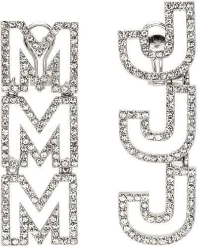 Marc Jacobs Silver Mj Logo Crystal Earrings - Metallic