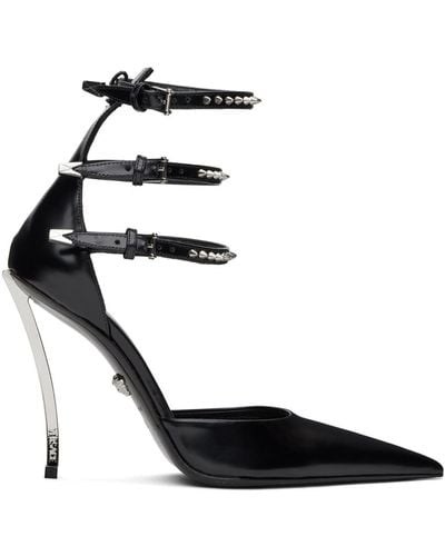 Versace Black Spiked Pin-point Heels