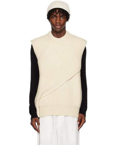 Jil Sander Gilet étagé blanc cassé - Noir