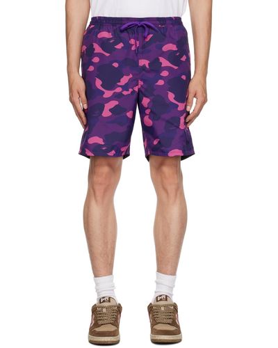 A Bathing Ape Camo Shark Reversible Shorts - Purple