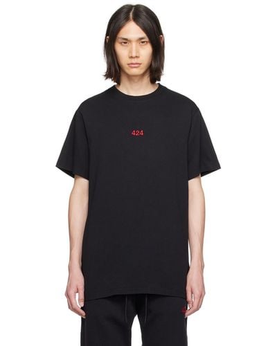 424 ロゴ刺繍 Tシャツ - ブラック