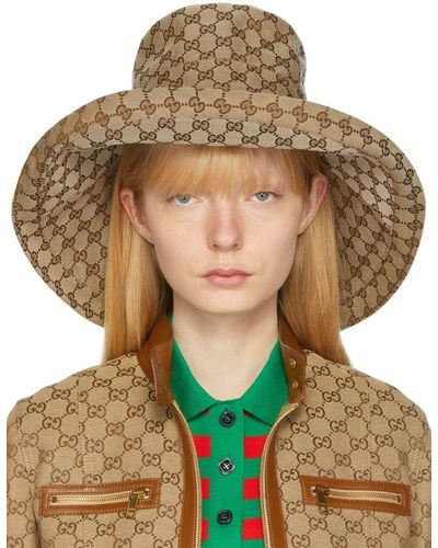 Shop GUCCI Bucket Hats Wide-brimmed Hats (6973613HAKO3975