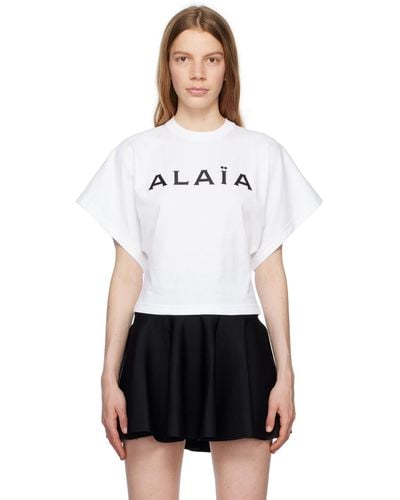 Alaïa Alaïa ホワイト ロゴ刺繍 Tシャツ