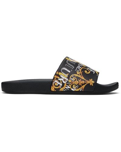 Versace Jeans Couture Black Barocco Pool Slides