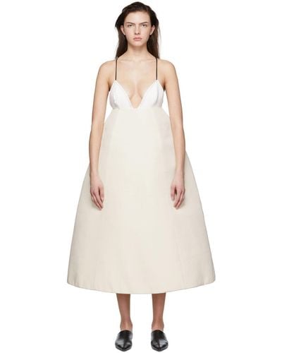 Khaite Off-white 'the Oma' Midi Dress - Natural