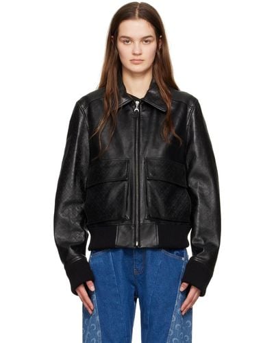 Marine Serre Black Embossed Leather Jacket