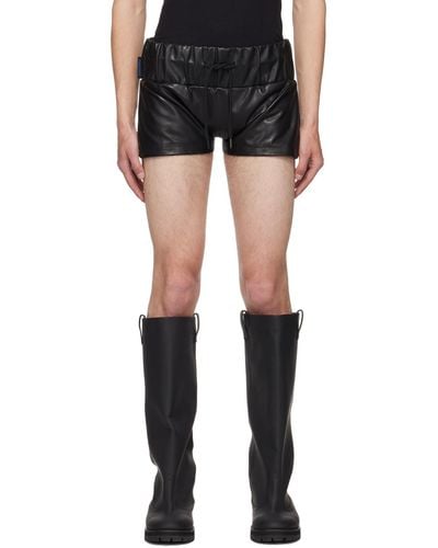 Anonymous Club Drawstring Leather Shorts - Black