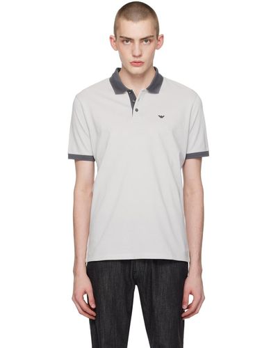 Emporio Armani Polo gris à logo brodé - Multicolore