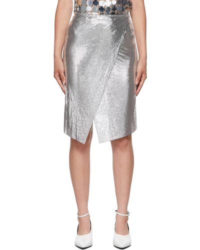Rabanne Silver Mesh Wrap Skirt - Metallic