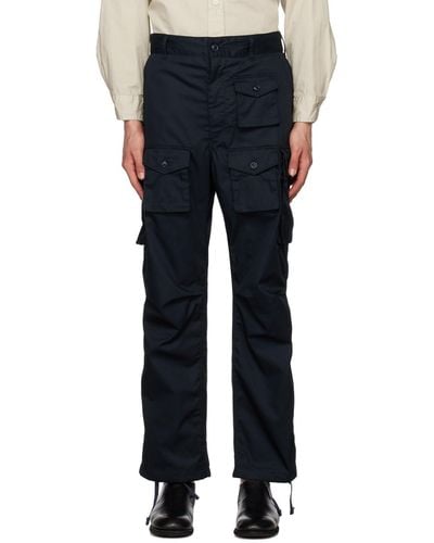 Engineered Garments Navy Bellows Pockets Cargo Trousers - Blue