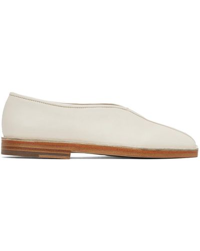 Lemaire White Piped Slippers - Black