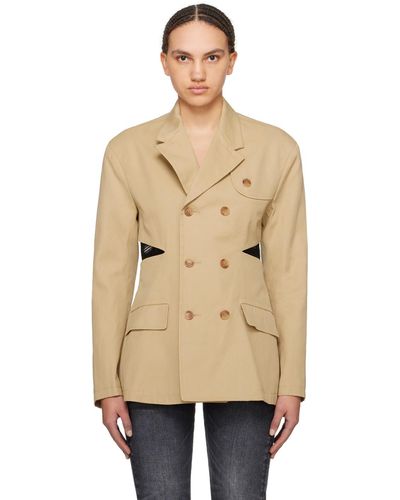 R13 Beige Open Back Blazer - Natural