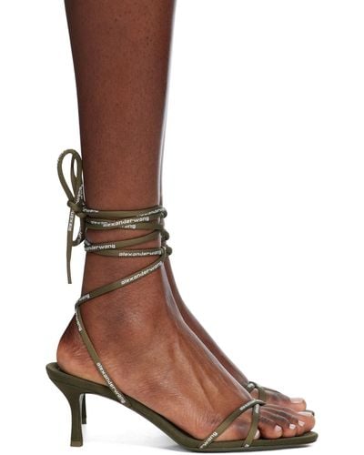 Alexander Wang Khaki Helix 65 Strappy Mid Heeled Sandals - Brown