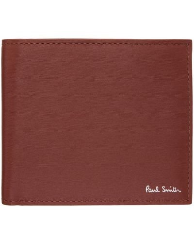 Paul Smith Brown Bifold Wallet - Red