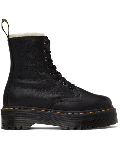 Dr. Martens フェイクファー Jadon プラットフォーム ブーツ - ブラック