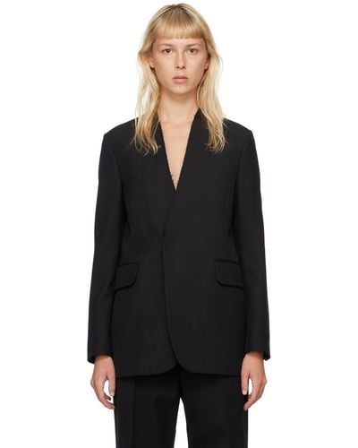 MM6 by Maison Martin Margiela Single-Breasted Blazer With Contrasting Stitching - Black