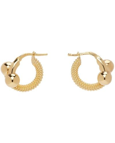 Bottega Veneta Boucles d'oreilles à anneau dorées à motif intreccio - Noir