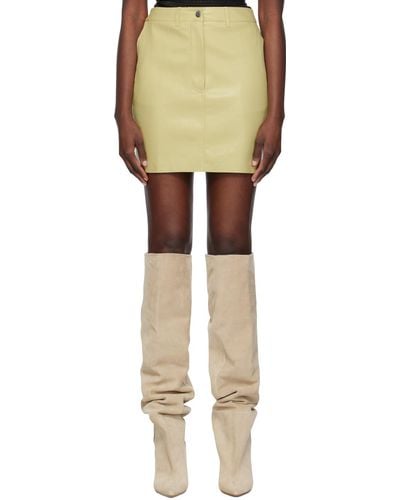 Nanushka Yellow Miray Vegan Leather Miniskirt - Natural