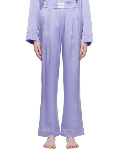 T By Alexander Wang Blue Pleated Pyjama Trousers - Purple