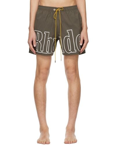 Rhude Brown Printed Swim Shorts - Black