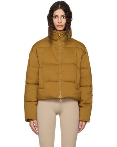GIRLFRIEND COLLECTIVE Tan Cropped Puffer Jacket - Multicolour