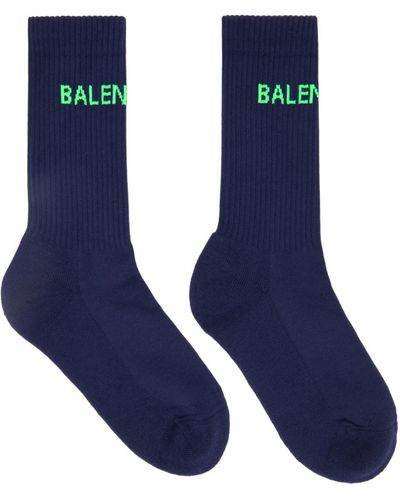 Balenciaga Navy Logo Tennis Socks - Blue