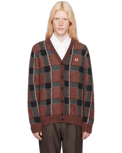 Fred Perry Brown Glitch Cardigan - Multicolor