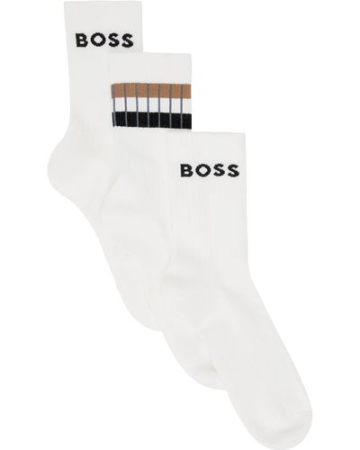BOSS by HUGO BOSS Ensemble de trois paires de chaussettes blanches