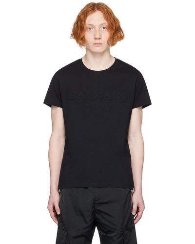 Balmain T-shirt noir à logo gaufré
