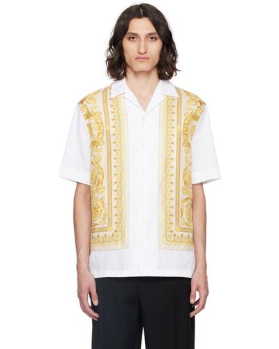 Versace Chemise blanc et doré à motif baroque - Noir
