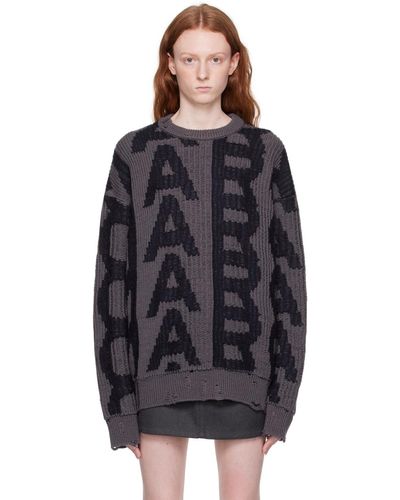Marc Jacobs グレー The Monogram Distressed セーター - ブラック