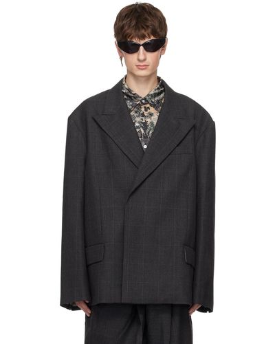 Acne Studios Veston gris à revers cranté - Noir