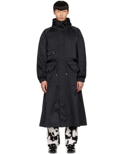 Alexander McQueen Manteau noir en polyester