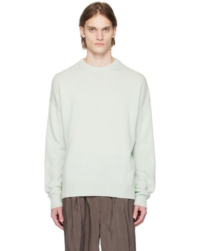 Jil Sander Green Crewneck Sweater - White