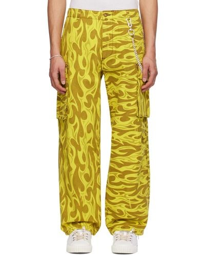 ERL Yellow Printed Cargo Trousers